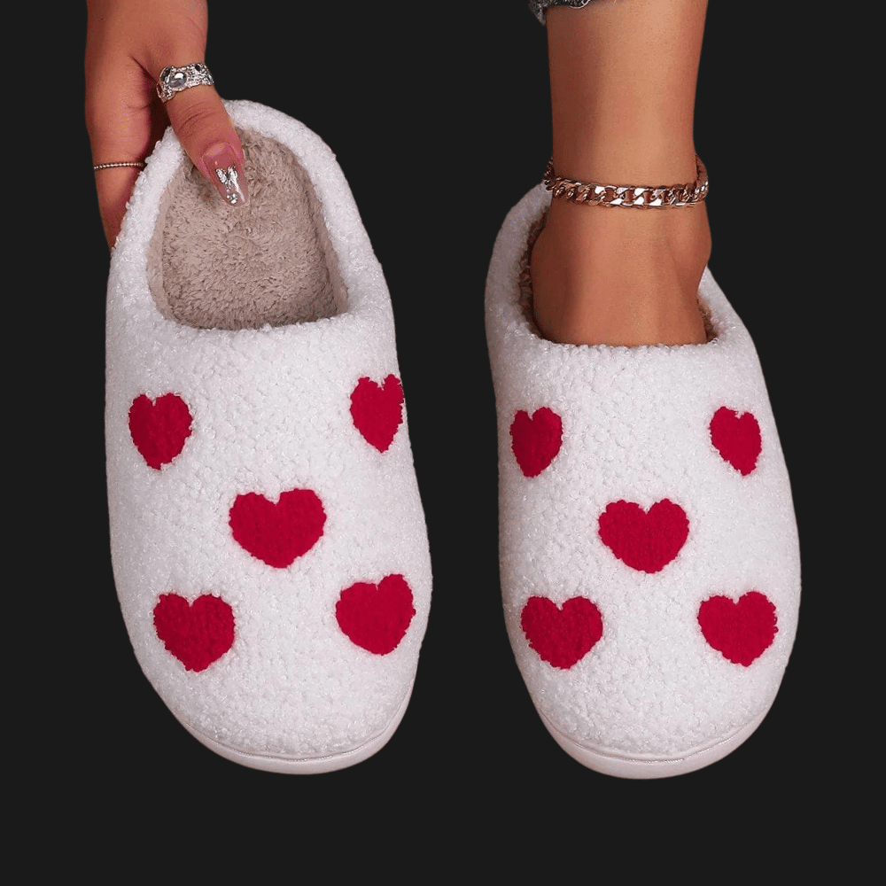 Chaussons Polaires à Motif Coeur